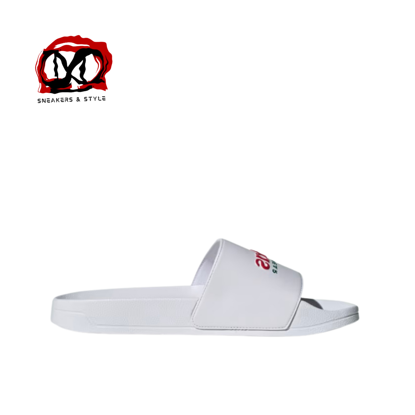 ADILETTE SHOWER “Cloud white Scarlet”
