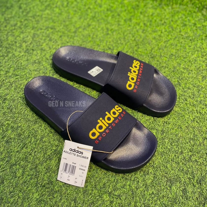ADILETTE SHOWER SLIDES “Legend Ink Gold”
